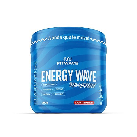 Pré-Treino Energy Wave Pré Workout (300g) FitWave - Suplemento de Energia e Performance - Sabor Red Fruit