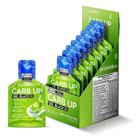Carb Up Gel Black Cafeína (10 Sachês de 30g) Probiótica