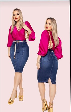 Saia Jeans com Elastano