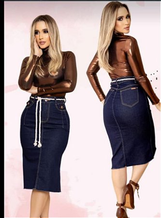 Saia Jeans com Elastano