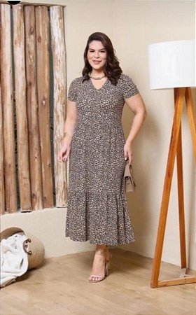Vestido em Malha com Estampa Animal Print