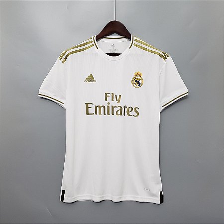camisa do real madrid branca e dourada