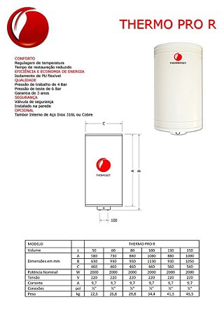 AQUECEDOR DE ACUMULAÇÃO THERMOSET PRO R ELÉTRICO  ALTA PRESSÃO 80 LITROS COBRE