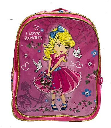 MOCHILA COSTA INFANTIL FEMININO I LOVE FLOWERS