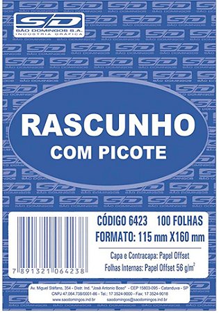 BLOCO RASCUNHO C/ PICOTE 100 FOLHAS 115X160