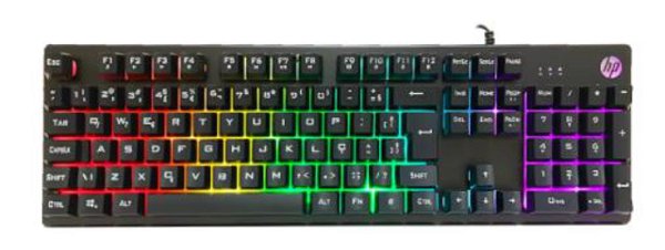 Teclado Gamer Hp K500f Qwerty Abnt2 Com Led Rainbow