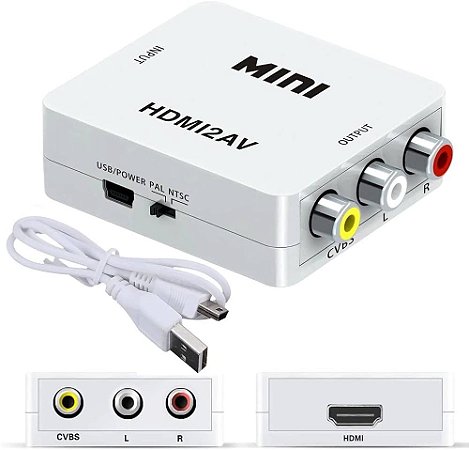 Adaptador conversor de HDMI para vídeo 3RCA 2av
