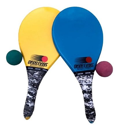 Kit 2 Raquetes Frescobol FastBall Amarelo e Azul C/ 2 Bolas -  www.virtualfox.com.br