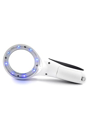 Mini Lupa De Mão 60mm 8 LEDS UV + 1 Branco - Estek
