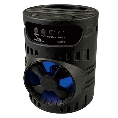 CAIXA DE SOM GRASEP D-S22 PRETA BLUETOOTH - USB - CARTÃO SD - RÁDIO FM - 10W RMS