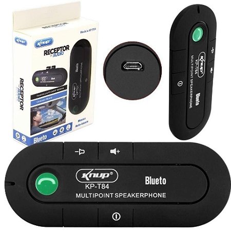 RECEPTOR DE ÁUDIO KNUP KP-T84 BLUETOOTH V3.0 AUTONOMIA DE 8HRS DA BATERIA - COMPATÍVEL C/ CARRO-PC-CELULAR-FONE DE OUVIDO - ALCANCE DE 10M