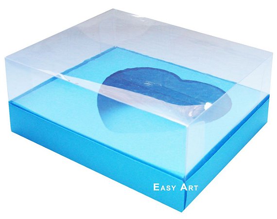 Caixa Coração de Colher / 250g - Azul Turquesa - Pct com 10 Unidades
