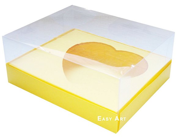 Caixa Coração de Colher / 500g - Amarelo - Pct com 10 Unidades