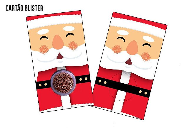 Cartão Blister para 1 Brigadeiro / Bombom - Modelo Papai Noel