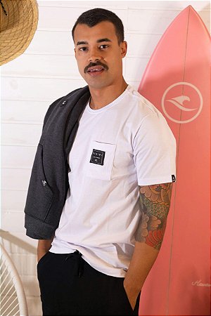 Camiseta Hawewe Masculina Surfwear com Bolso Branca