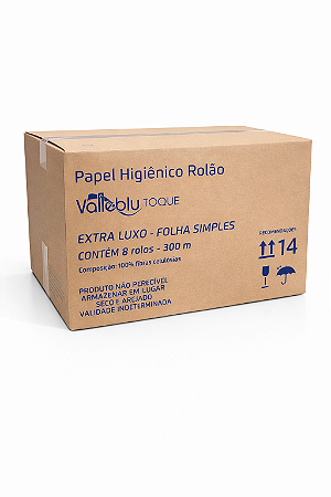 Papel Higiênico Rolão Valleblu Toque 300m com 8 Rolos