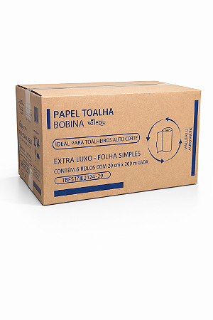 Papel Toalha Bobina Valleblu Automatic 6 Rolos de 200m