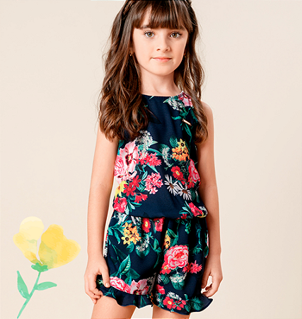 Macacão floral menina da carinhoso