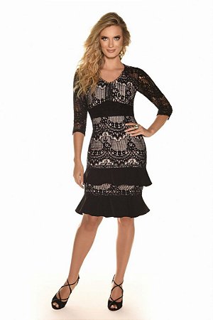 Vestido Renda Babado Fascinius