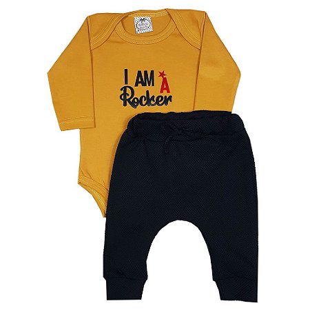 Conjunto Bebê I Am Rocker Amarelo