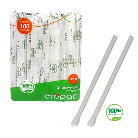 Canudo Mexedor Sachê Biodegradável