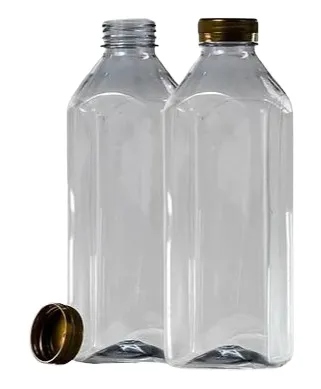 Garrafa Plástica quadrada 1 Litro + Tampa com lacre c/100 unid.