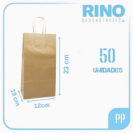 Sacola Kraft Delivery 12x23x8 - Pacote com 50 unidades