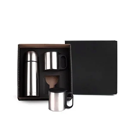 Conj. De Garrafa E Caneca Em Aço Inox 330/180 Ml - 3 Pçs