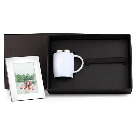 Kit Caneca Em Aço Inox E Porta-Retrato Em Alumínio - 2 Pçs