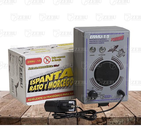 REPELENTE ELETRÔNICO RUM TURBO ESPANTA RATOS E MORCEGOS  ALCANCE 900M² CENTRAL + 05 UR BIVOLT ZEBU