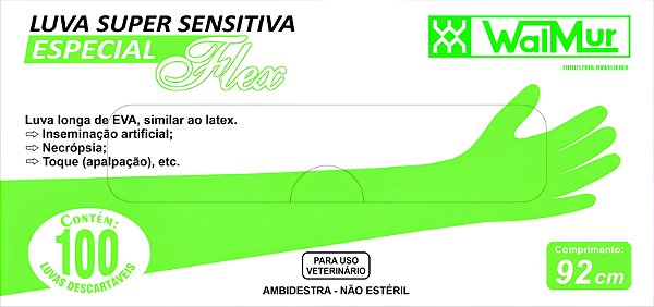 LUVAS WALMUR SUPER SENSITIVA ESPECIALFLEX 92CM CX/100
