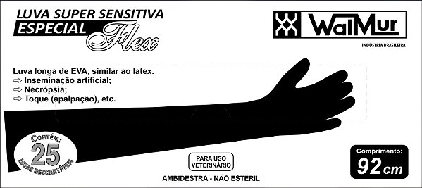 LUVAS WALMUR SUP.SENSIT.ESPECIALFLEX 92CM CX/25