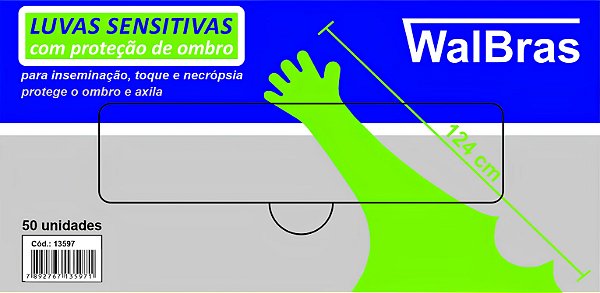 LUVAS VETERINÁRIA WALBRAS 124 CM C/PROT DE OMBRO CX.C/50 UN.