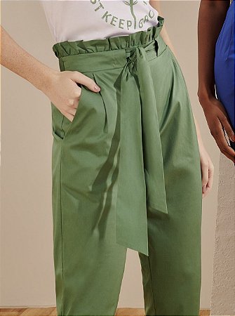 Calça Tricoline Amarração Verde