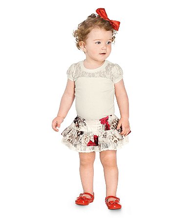 short saia vermelho infantil