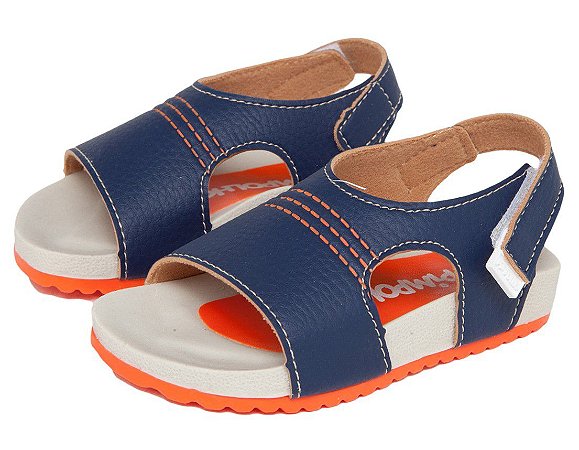 Sandália Infantil Pimpolho Birken Marinho e Laranja | Sandália Infantil  Masculina - joopeebabykids