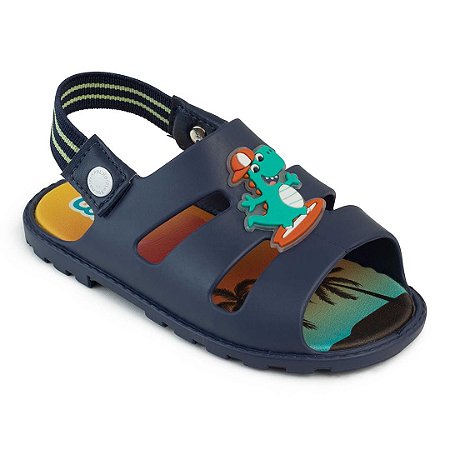 Sandália Colorê Azul Marinho Dinossauro Fase 3 Pimpolho - joopeebabykids