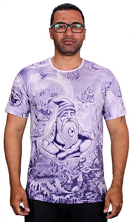 Camiseta Indiana Masculina Gnomo Meditação