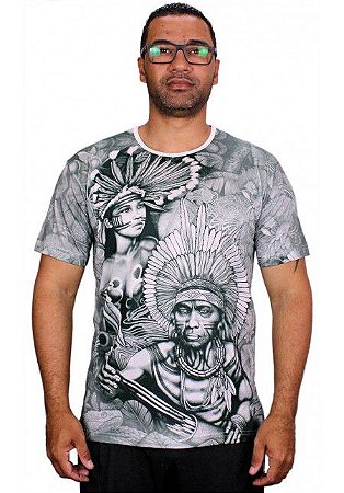 Camiseta Indiana Masculina Índios da Floresta