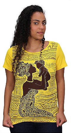 T-shirt Feminina África Mãe Amarela