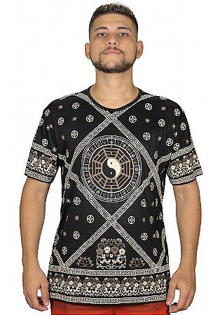Camiseta Indiana Masculina Tao Yin-Yang Preta - Atacado e Varejo| UNIVERSO  HIPPIE - Universo Hippie | Atacado e Varejo
