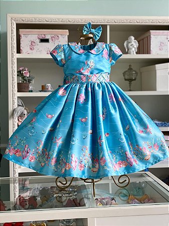 vestido infantil tema fundo do mar