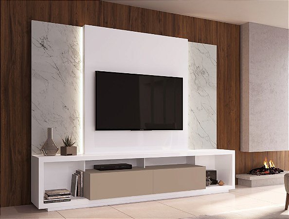Estante Home Theater San Antônio  Acabamento em Cinamomo e/ou Laca Fosca/Brilho - Móvel Alto Padrão