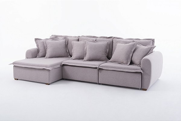 Sofá Realeza com Chaise Fixa e Assentos Retráteis 3,10m