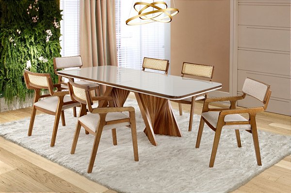 Conjunto de Jantar Allure 2,00m + 6 Galact 6656/2978