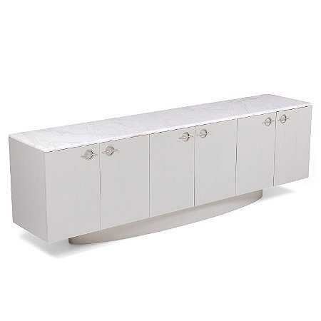 Buffet Alpen 6 Portas – Design com Lnhas Retas e Tampo em Mármore Natural para Ambientes Sofisticados | Super Lançamento Lakhazza Móveis