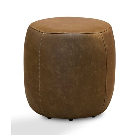 Puff Conga Couro Natural | Design Compacto Multiuso + Estrutura em Eucalipto - Peça Premium 100% Couro Natural Legítimo