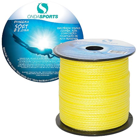 Linha Dyneema SOFT 2,0mm (100% UHMWPE) Onda Sports (Amarela)