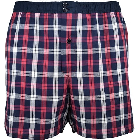 Cueca Samba Canção Xadrez Azul Vermelho Cós Azul Marinho -  EDIMBURGO - 100% algodão