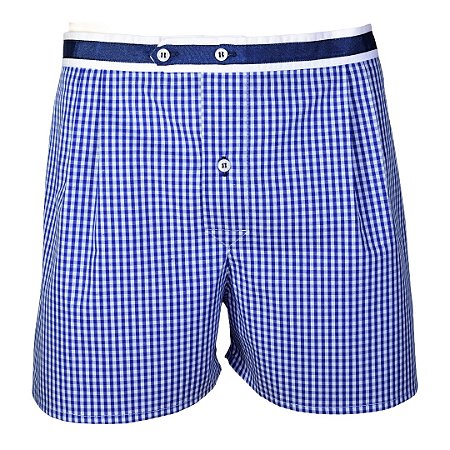 Cueca Samba Canção com Pregas Vichy Azul  -  BUENOS AIRES  -  100% algodão